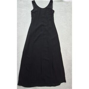 Ann Taylor Maxi Dress Womens 8 Black Sleeveless V Neck Elegant Minimalist